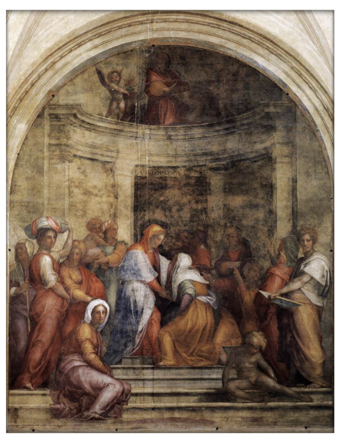 Фреска, роспись "Встреча Марии и Елизаветы"  Понтормо