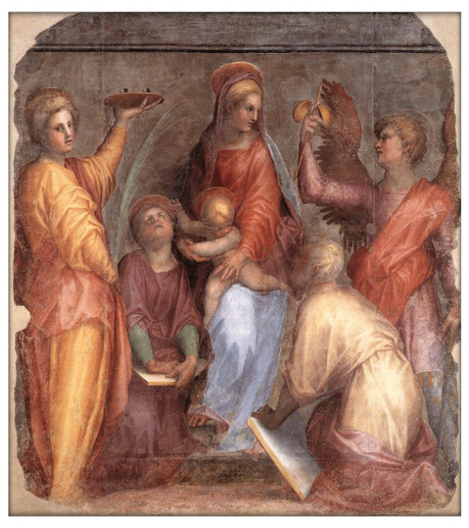 Роспись церквей, фреска "Богоматерь со святыми" Понтормо  