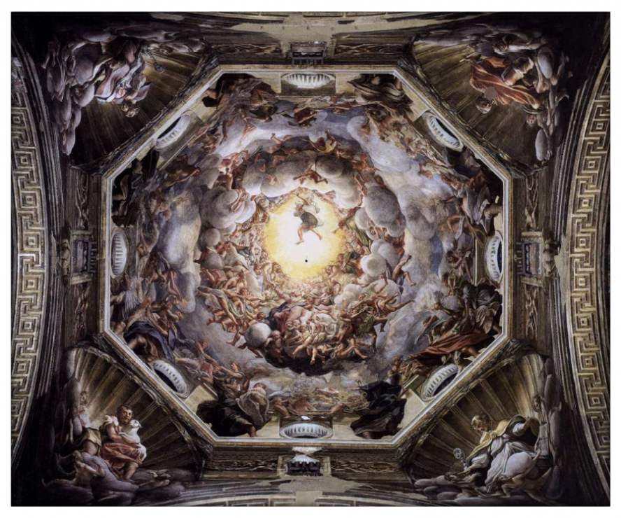 Роспис потолка, фреска Корреджо "Вознесение Девы Марии" фрагмент