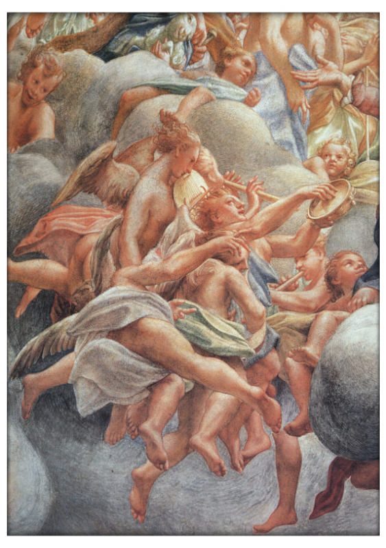 Роспис потолка, фреска Корреджо "Вознесение Девы Марии" фрагмент